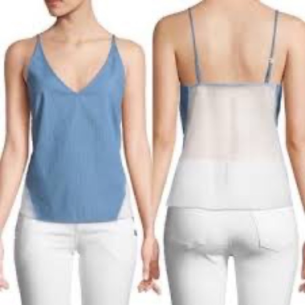 J BRAND DENIM FRONT SHEER BACK WISHFUL CAMISOLE TOP XS BRAND NEW $178